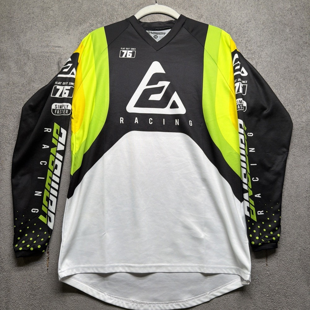 Answer Racing Motocross Jersey XS‎ Black Neon Yellow Long Sleeve MX Off Road
